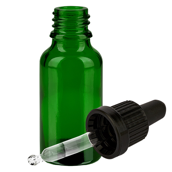 Frasco pipeta 20ml negro cierre inviolable GreenLine UT18/20