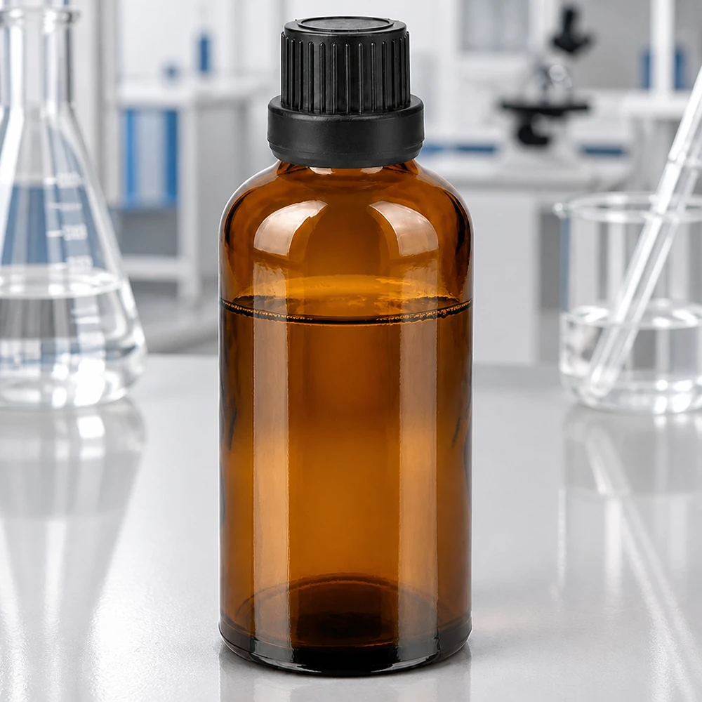 Botella de 50 ml con tapón de rosca negro de 11 mm y cierre a prueba de manipulacionesII BrownLine UT18/50 Frasco de vidrio ámbar de 50 ml probado en laboratorio con rosca de 11 mm SV negro para aplicaciones farmacéuticas