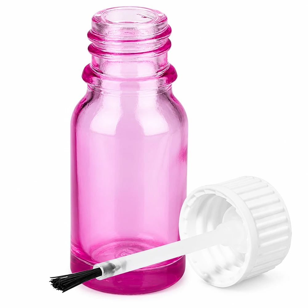 Frasco de vidrio rosa de 10 ml con pincel aplicador para una aplicación precisa STD PurpleLine UT18/10