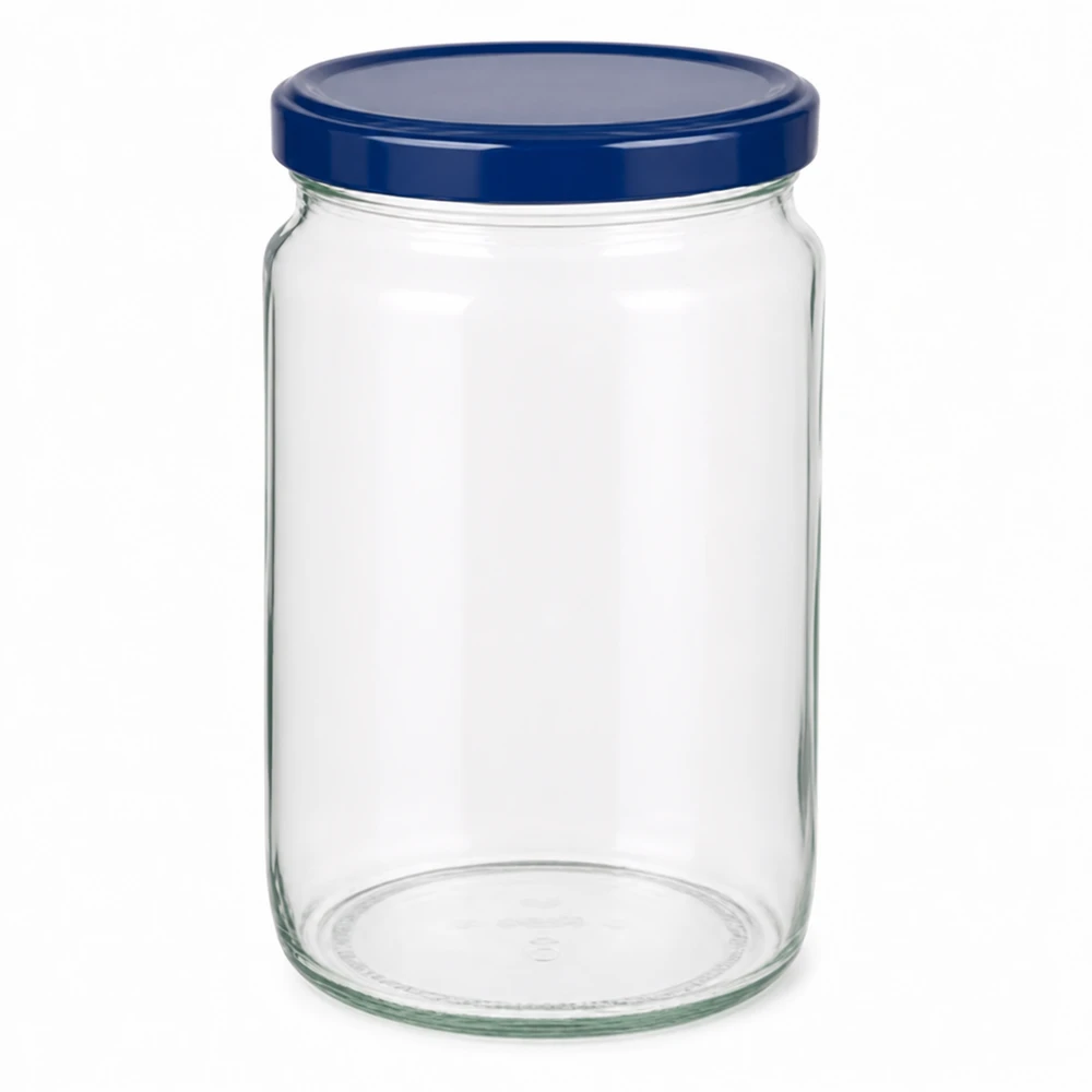 Tarro redondo 795ml + tapa BasicSeal azul UNiTWIST 795ml Rundglas mit blauem Schraubdeckel - vielseitiges Vorratsglas für Küche und Haushalt von Glas-Fabrik.de