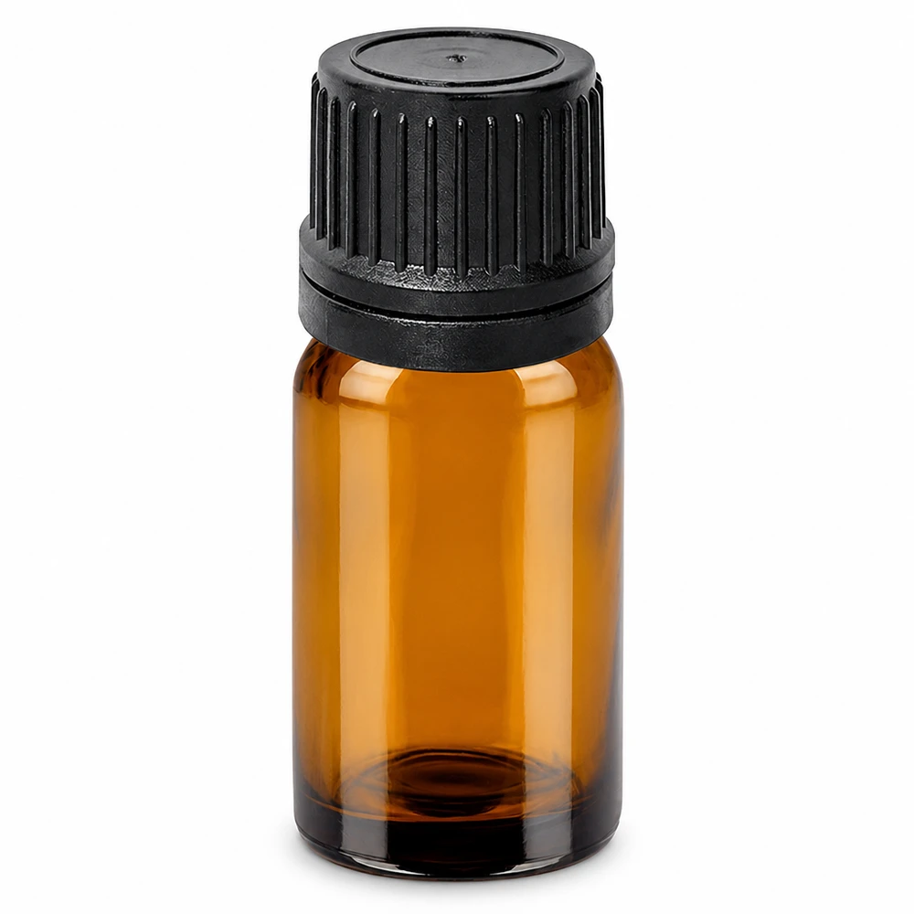 Frasco cuentagotas 10ml 1mm negro cierre inviolable BrownLine UT18/10 Frasco cuentagotas de 10 ml de vidrio marrón con tapón negro para aceites esenciales y esencias