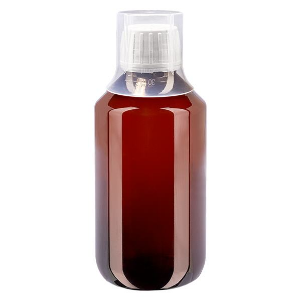 Botella PET 200ml con tapón blanco a prueba de manipulaciones + vaso Botella PET 200ml con tapón blanco a prueba de manipulaciones + vaso
