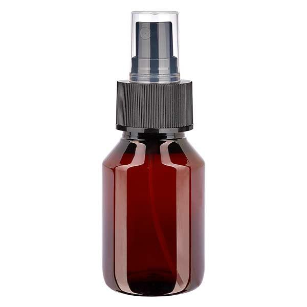 Botella PET 50ml con atomizador negro Botella PET 50ml con atomizador negro