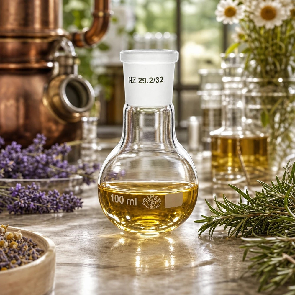 Frasco de laboratorio compacto de 100 ml con esmerilado estándar 29/32: ideal para volúmenes pequeños y micro reacciones.