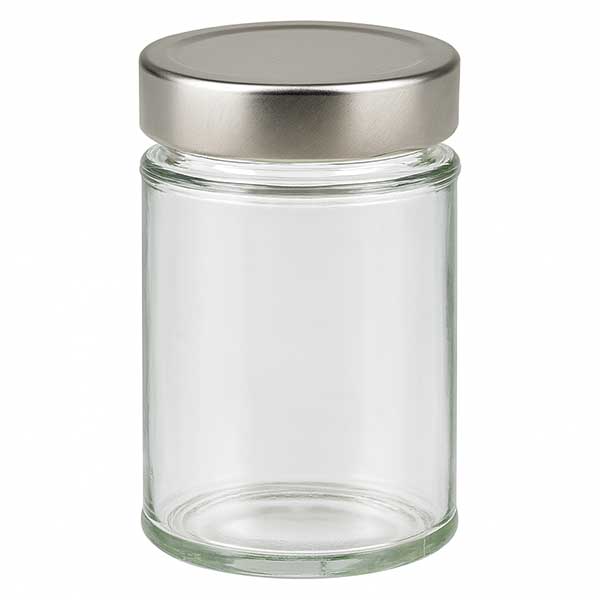 Tarro redondo de 202 ml + tapa BasicSeal plateada profunda UNiTWIST