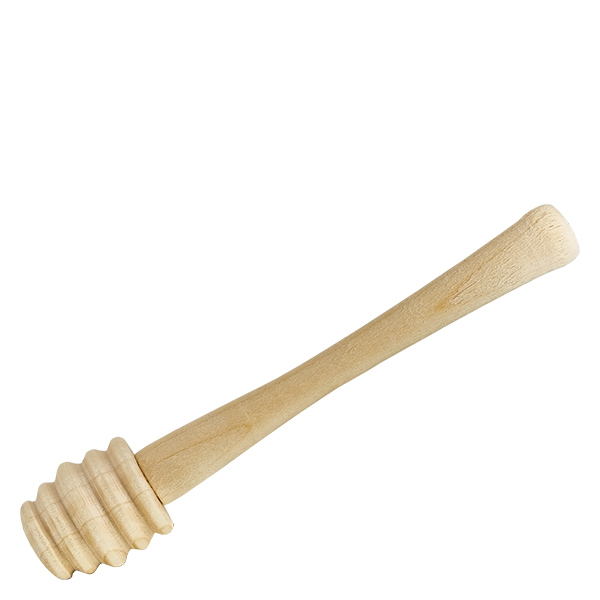 Cuchara para miel de robusta madera de arce / 10,5 cm de largo Cuchara de miel de madera de arce de 10,5 cm de largo con cabeza estriada para dosificar miel sobre fondo blanco