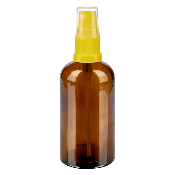 Frasco pulverizador de 100 ml amarillo/transparente con tapón estándar BrownLine UT18/100