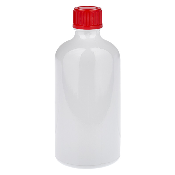 Botella de 100 ml con tapón de rosca rojo estándar WhiteLine UT18/100 Botella de 100 ml con tapón de rosca rojo estándar WhiteLine UT18/100