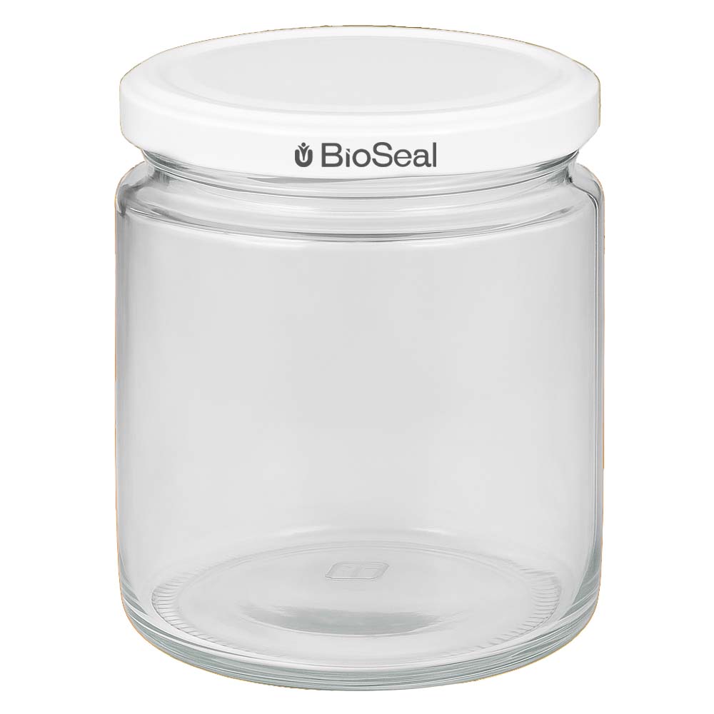 Tarro para miel de 350 g con tapa blanca BioSeal UNiTWIST