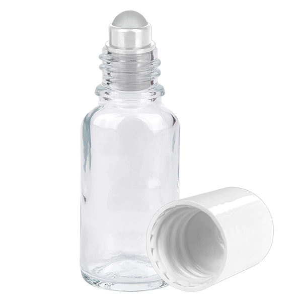 Frasco roll-on de 20 ml blanco con tapón estándar ClearLine UT18/20