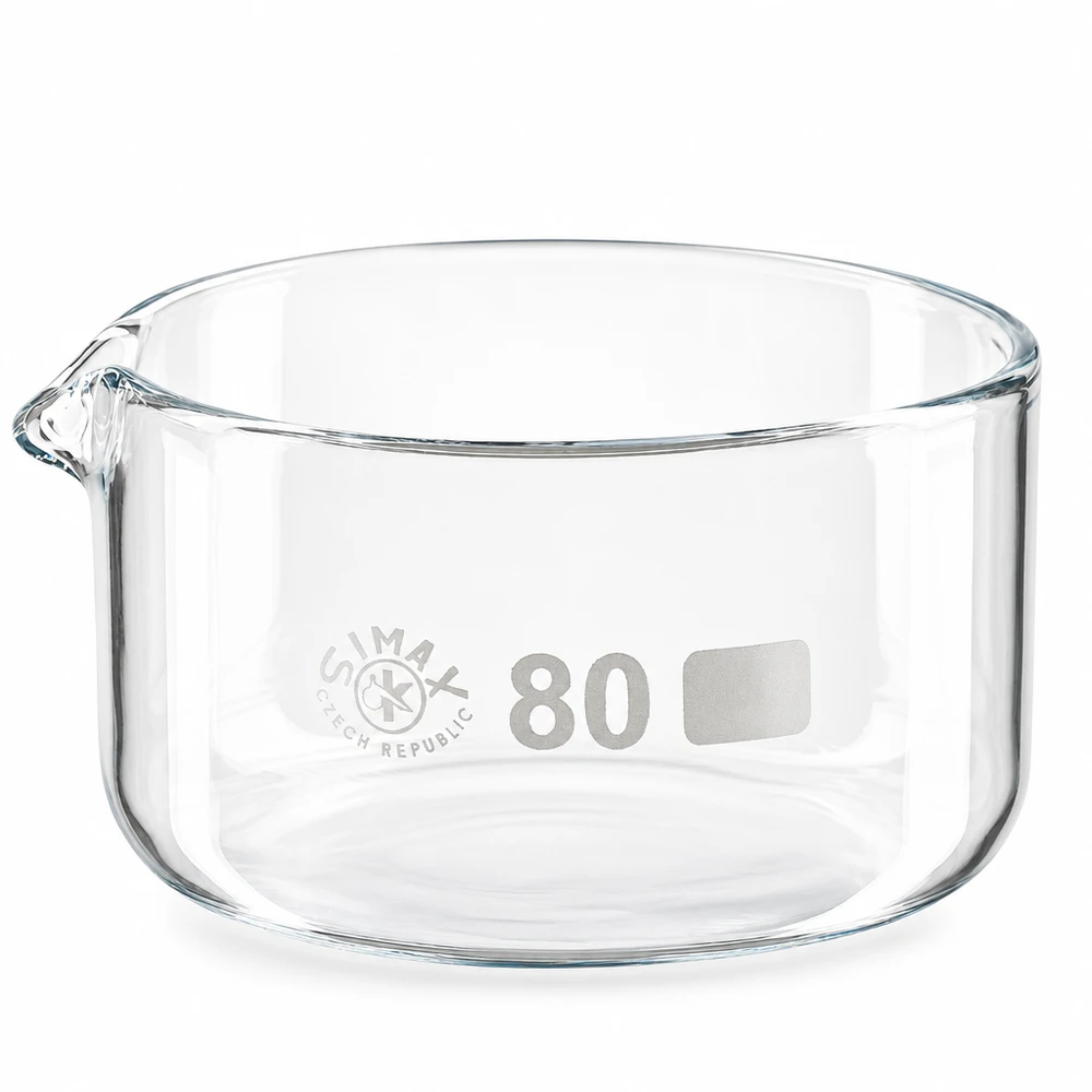 Recipiente de cristalización de 150 ml con pico vertedor, de vidrio borosilicato, ø 80 mm, de SIMAX Czech Republic