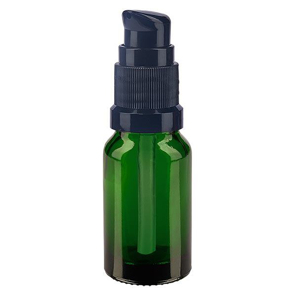 Botella de farmacia verde 10ml tapón bomba negro estándar Botella de farmacia verde 10ml tapón bomba negro estándar
