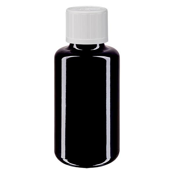 Botella de farmacia violeta 30ml tapón cuentagotas blanco a prueba de niños estándar Botella de farmacia violeta 30ml tapón cuentagotas blanco a prueba de niños estándar