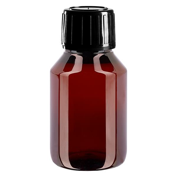 Botella PET 50ml con tapón spray negro inviolable Botella PET 50ml con tapón spray negro inviolable