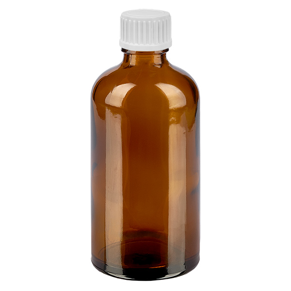 Frasco cuentagotas de 100 ml con cierre estándar blanco de 0,9 mm BrownLine UT18/100