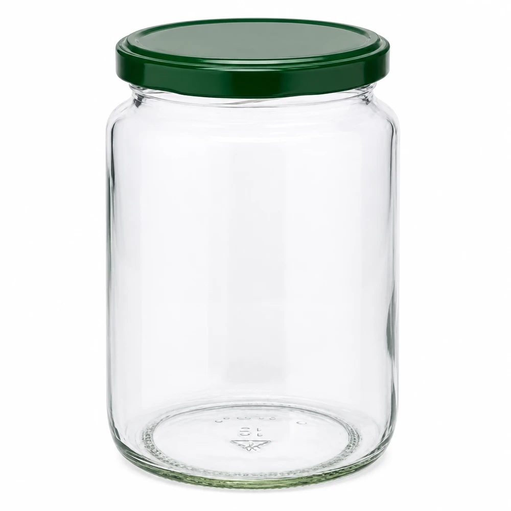 Tarro redondo 795ml + tapa BasicSeal verde UNiTWIST Tarro redondo de 795 ml con tapa BasicSeal verde UNiTWIST - tarro vacío de cristal transparente para conservas