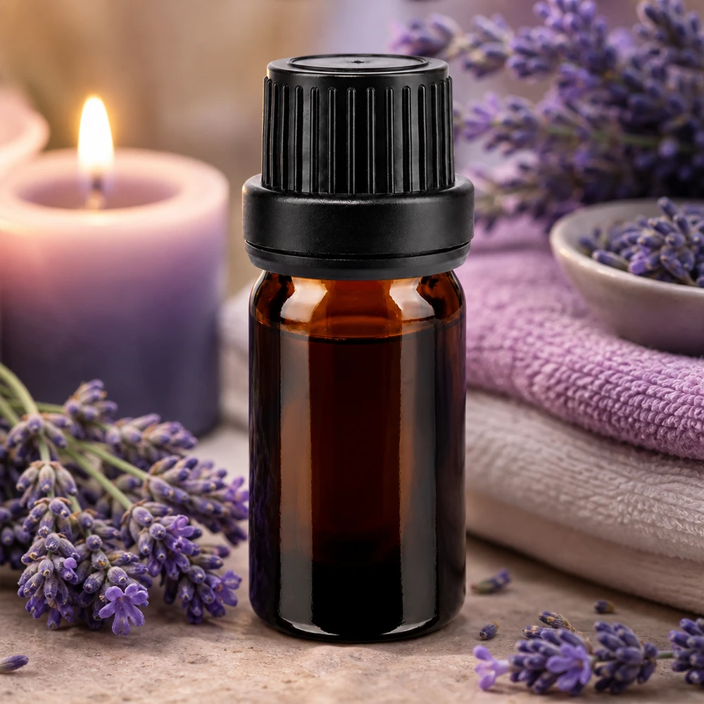Frasco de farmacia de 5 ml de vidrio ámbar con tapón OV negro de 11 mm a prueba de niños para aromaterapia