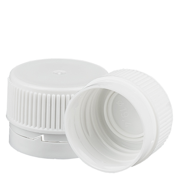 Tapón de rosca blanco con anillo inviolable PP28 ApoGlas Tapón de rosca blanco con anillo inviolable PP28 ApoGlas