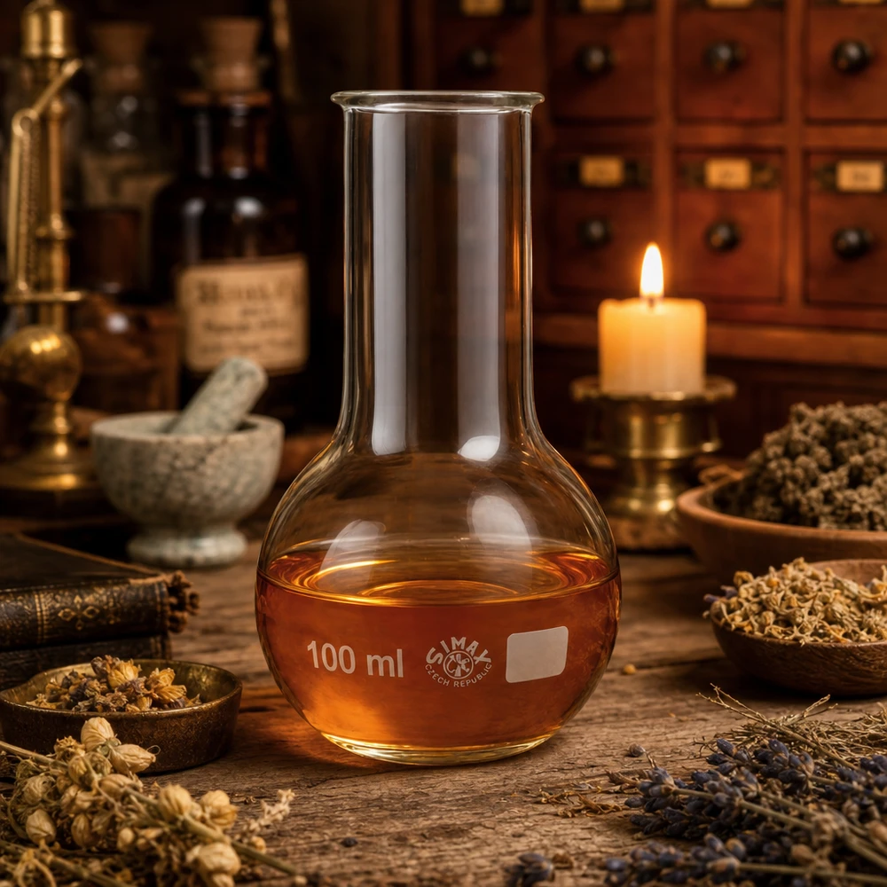Matraz de cadera 100ml cuello ancho Frasco de laboratorio preciso de 100 ml con cuello ancho en líquido de color ámbar para análisis químicos