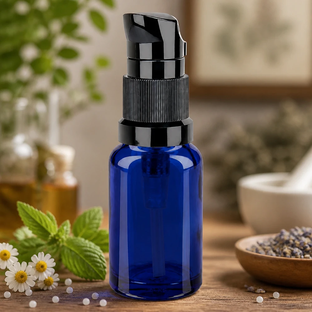 Botella compacta BlueLine UT18/10 de 10 ml con mecanismo de bombeo negro para viajes y desplazamientos