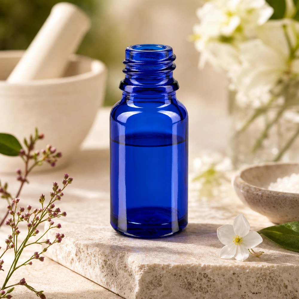 Frasco cuentagotas 10ml DIN 18 VIDRIO AZUL Frasco de ApoGlas de 10 ml de alta calidad en elegante azul cobalto para aplicaciones farmacéuticas profesionales