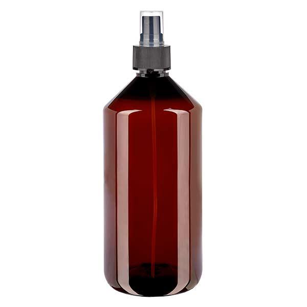 Botella PET 1000ml con atomizador negro Botella PET 1000ml con atomizador negro