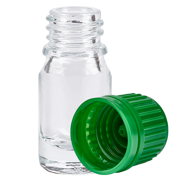 Botella de 5ml con tapón de rosca de 11mm verde ClearLine UT18/5 Botella de 5ml con tapón de rosca de 11mm verde ClearLine UT18/5