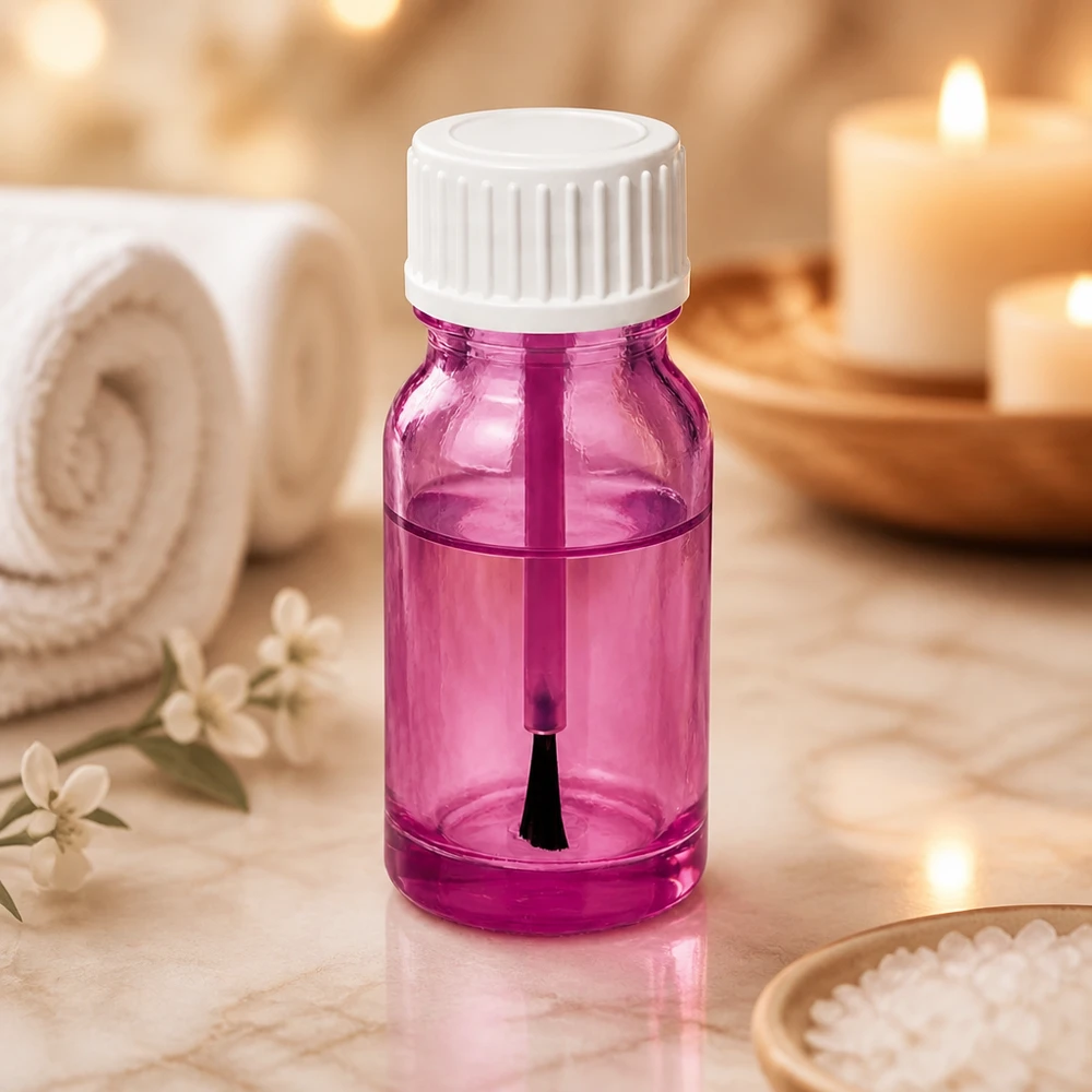 Frasco pincel 10ml blanco estándar PurpleLine UT18/10 Frasco cepillo de 10 ml con tapón de rosca blanco STD PurpleLine UT18/10 para wellness y spa