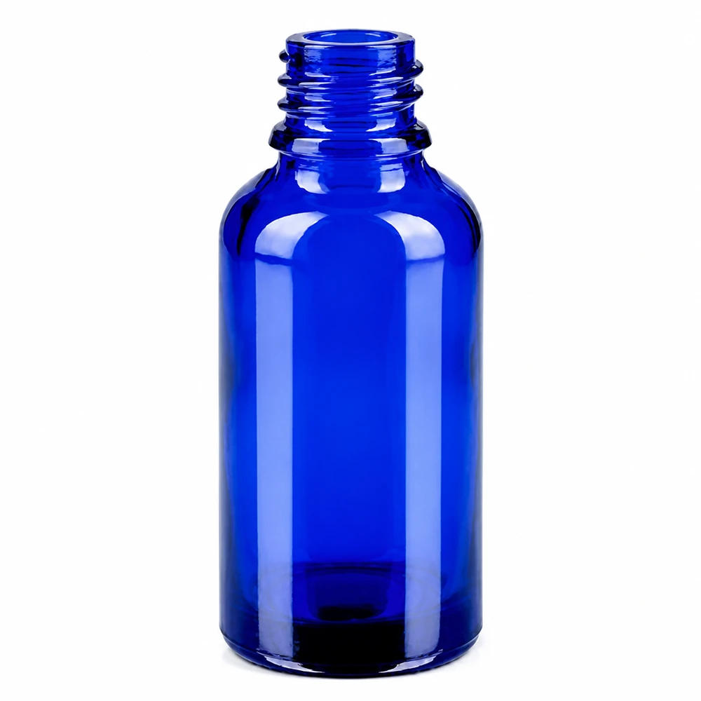 Frasco cuentagotas de 30 ml de vidrio azul con rosca de 11 mm para aromaterapia y cosmética natural