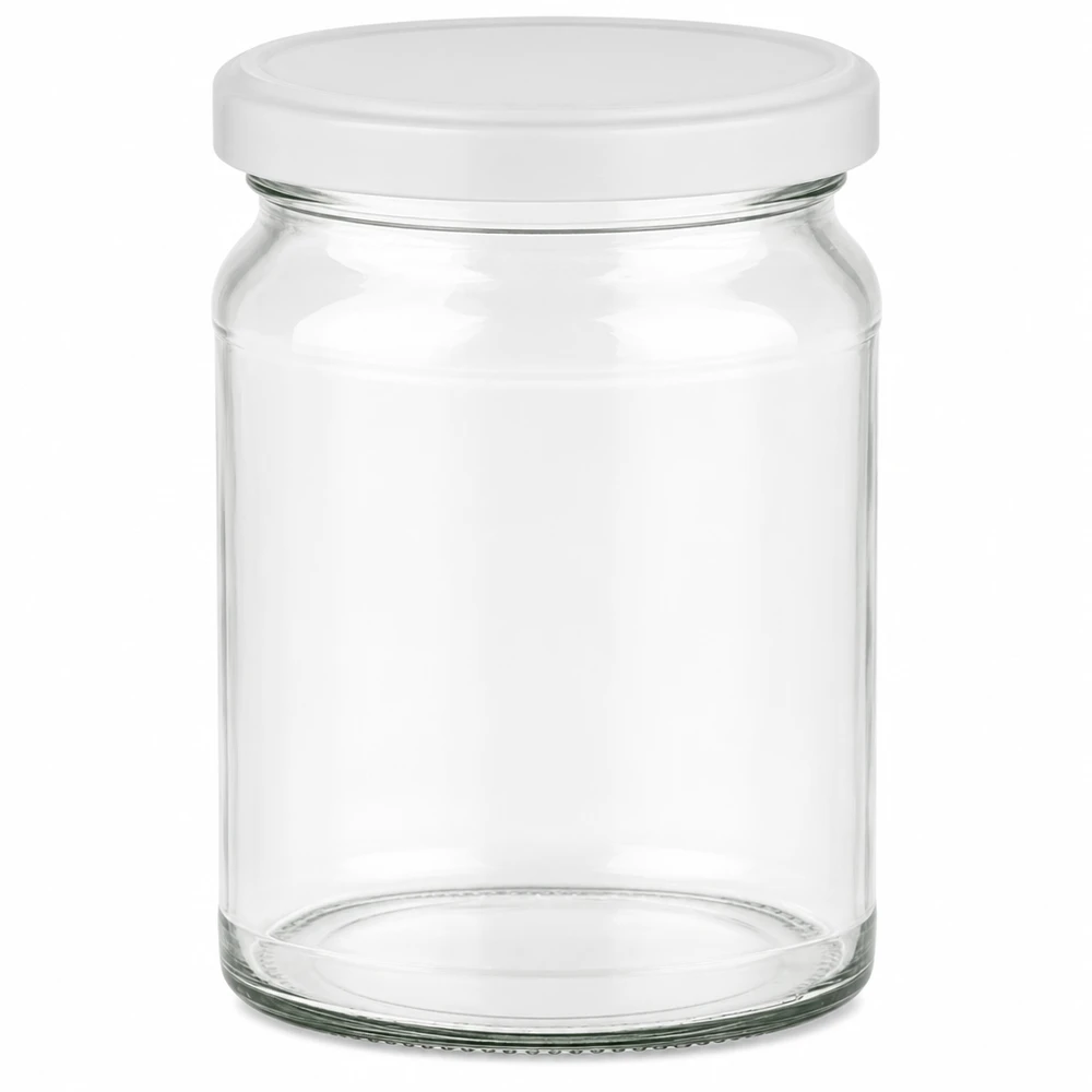 Tarro redondo de 205ml con tapa BasicSeal blanco UNiTWIST Tarro redondo de 205 ml con tapa blanca BasicSeal UNiTWIST - tarro transparente vacío para conservación