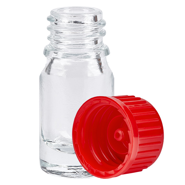 Frasco 5ml 11mm tapón rosca rojo estándar ClearLine UT18/5 Frasco 5ml 11mm tapón rosca rojo estándar ClearLine UT18/5