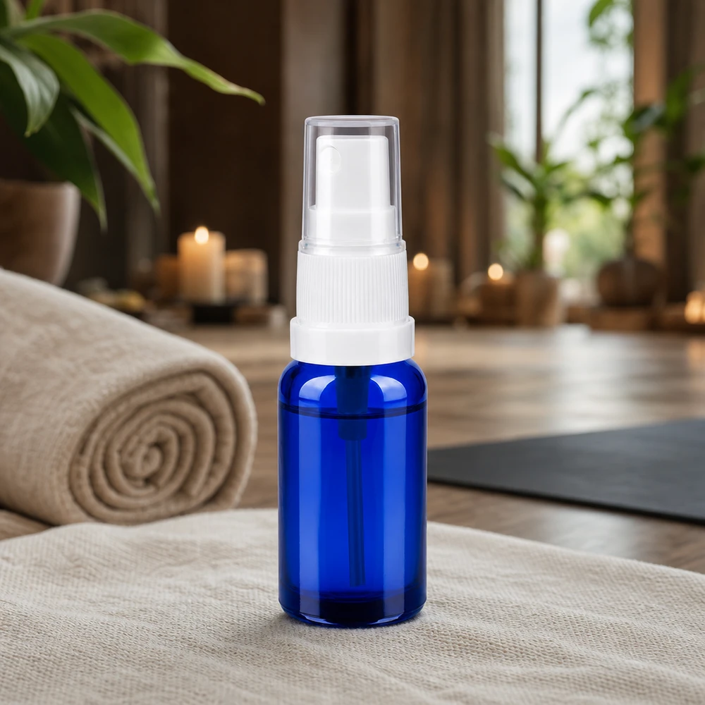 Práctico pulverizador de cristal de 20 ml de la serie BlueLine con accesorio pulverizador ergonómico blanco UT18/20