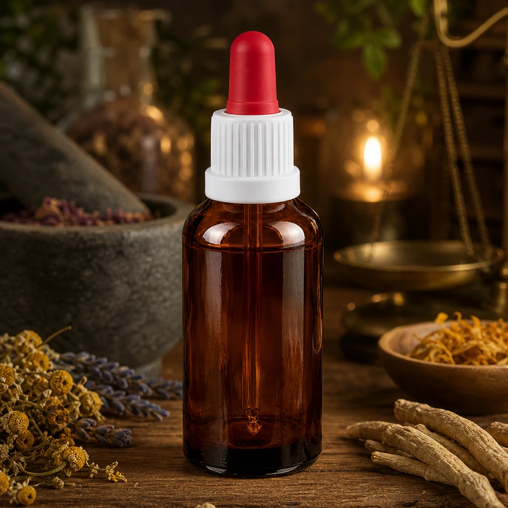 Frasco pipeta 30ml blanco/rojo cierre inviolable BrownLine UT18/30 Frasco cuentagotas compacto de 30 ml con vidrio ámbar de protección UV para sustancias y tinturas sensibles a la luz