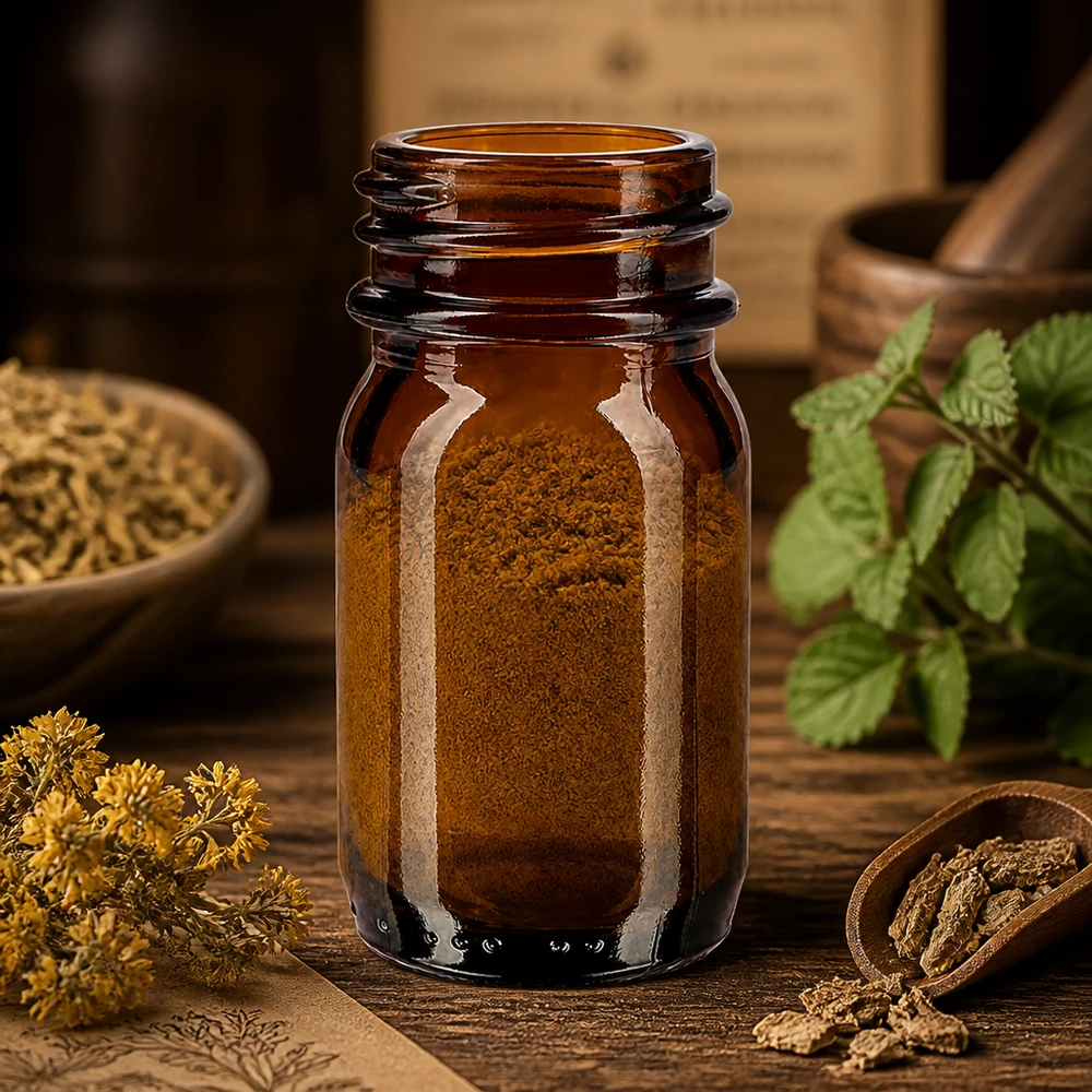 Frasco pequeño de 30 ml y cuello ancho de vidrio ámbar de alta calidad para polvos y gránulos