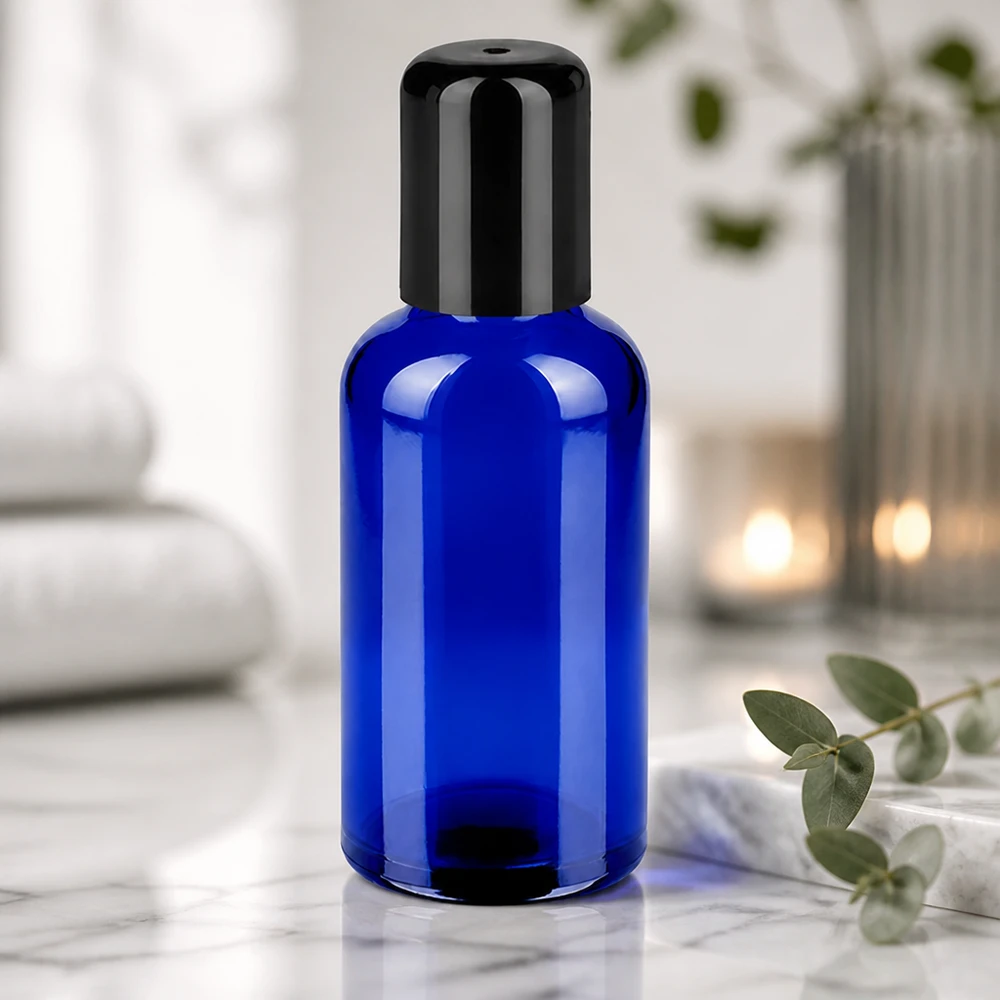 Práctico frasco roll-on de 50 ml STD BlueLine UT18/50 con aplicador ergonómico negro