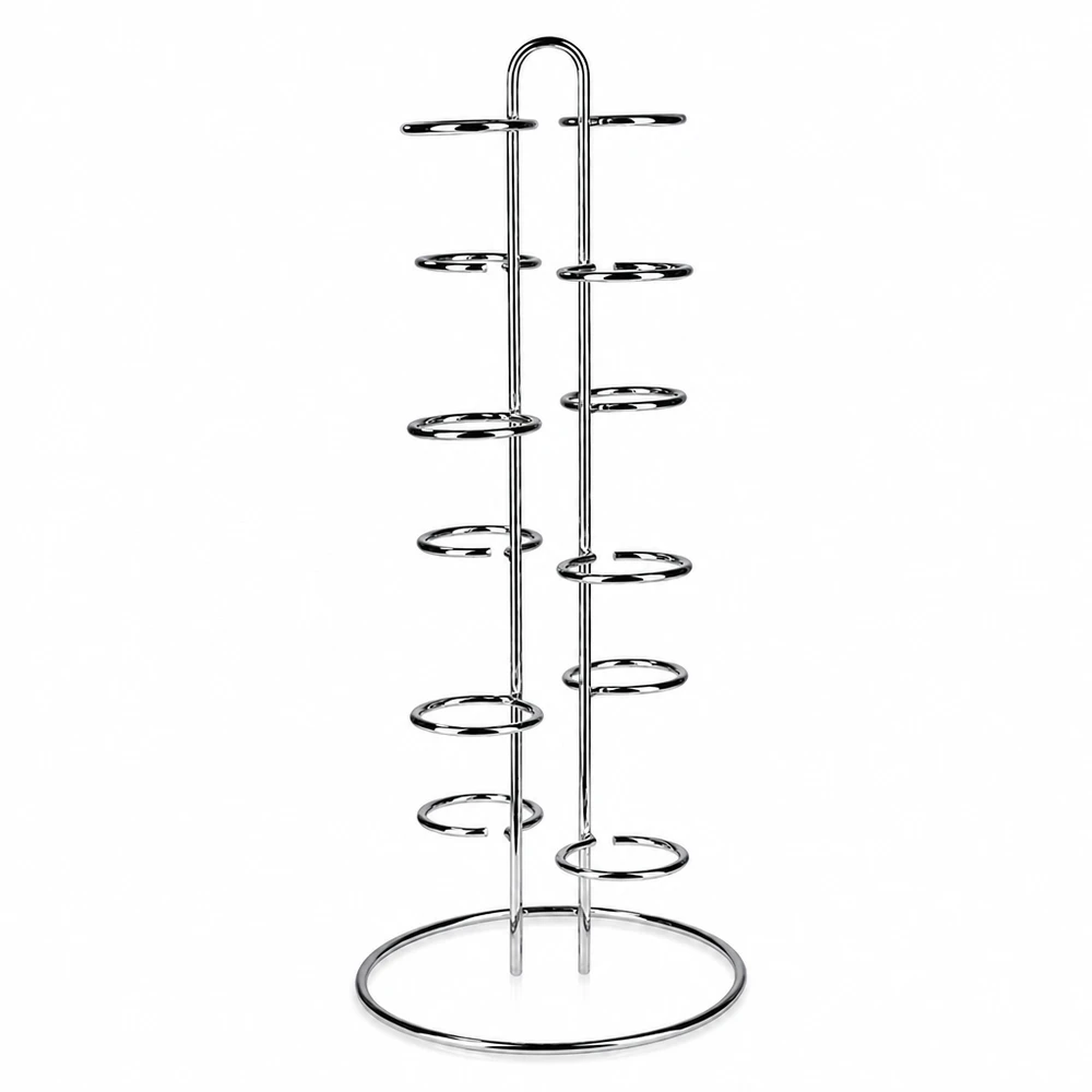 Soporte de acero inoxidable Vertico12 para 12 vasos WECK con soportes en forma de espiral sobre una base redonda