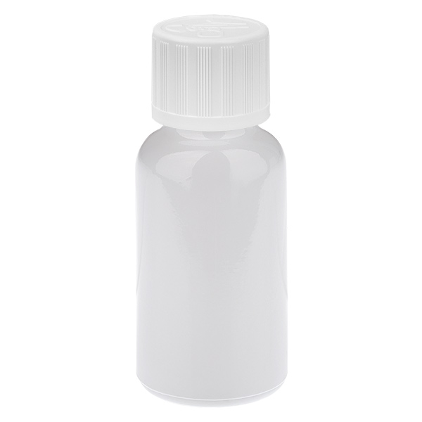 Frasco cuentagotas de 20 ml, 1,2 mm, blanco, tapón estándar con seguridad para niños WhiteLine UT18/20 Frasco cuentagotas de 20 ml, 1,2 mm, blanco, tapón estándar con seguridad para niños WhiteLine UT18/20