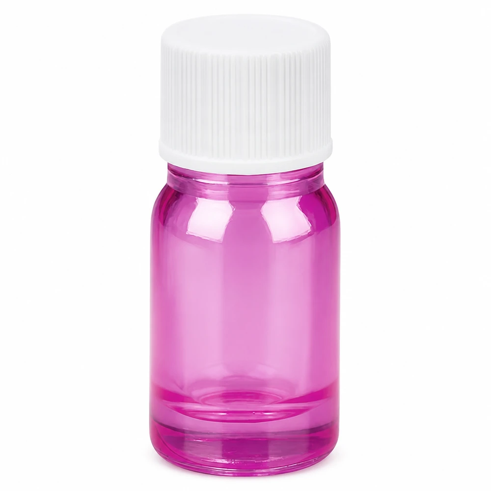 Frasco 5ml tapón rosca 11mm blanco originalidad PurpleLine UT18/5 Frasco de vidrio violeta transparente de 5 ml con tapón de rosca blanco para cosméticos y productos farmacéuticos