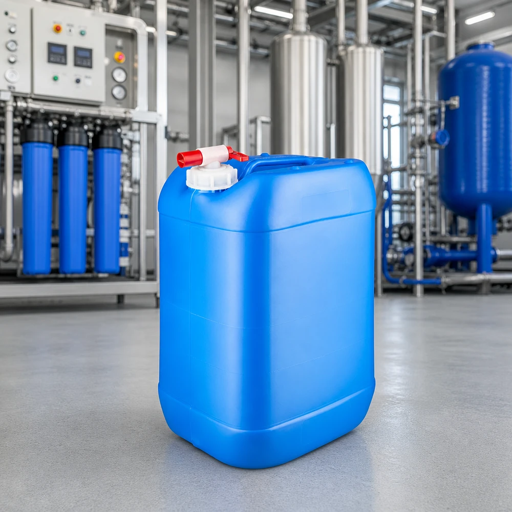 Bidón 25 litros azul con grifo de vaciado Depósito portátil para líquidos de 25 litros, azul, con grifo de salida, para instalación de tratamiento de agua