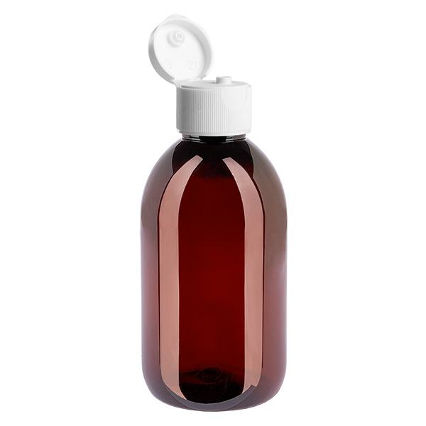 Botella PET 250ml con tapón flip-top blanco Botella PET 250ml con tapón flip-top blanco