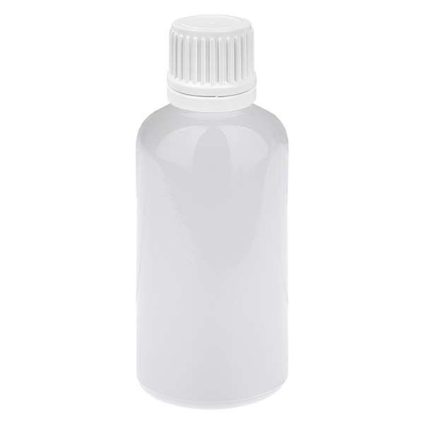 Botella cuentagotas de 50 ml con tapón de seguridad blanco de 0,7 mm WhiteLine UT18/50 Botella cuentagotas de 50 ml con tapón de seguridad blanco de 0,7 mm WhiteLine UT18/50
