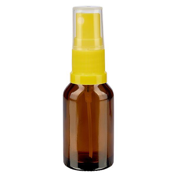 Botella de farmacia marrón 15ml accesorio pulverizador amarillo Botella de farmacia marrón 15ml accesorio pulverizador amarillo