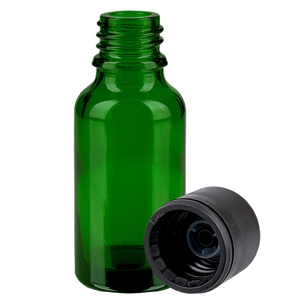Botella 20ml 6mm tapón rosca negro estándar GreenLine UT18/20 Botella 20ml 6mm tapón rosca negro estándar GreenLine UT18/20