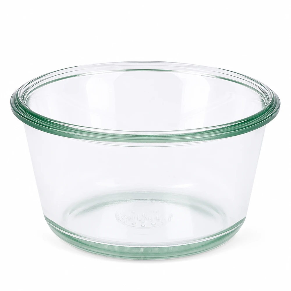 Tarro gourmet 290ml WECK RR100 WECK Tarro Gourmet 290ml RR100 tarro redondo de cristal para conservas transparente vacío sobre fondo blanco