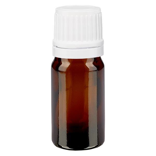 Botella de farmacia marrón 5ml tapón rosca blanco cierre inviolable Botella de farmacia marrón 5ml tapón rosca blanco cierre inviolable