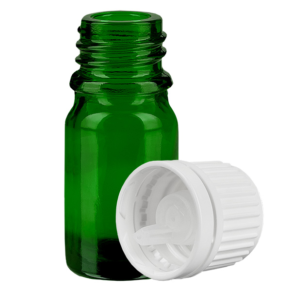 Frasco cuentagotas 5ml 0.7mm blanco tapón inviolable GreenLine UT18/5 Frasco cuentagotas 5ml 0.7mm blanco tapón inviolable GreenLine UT18/5