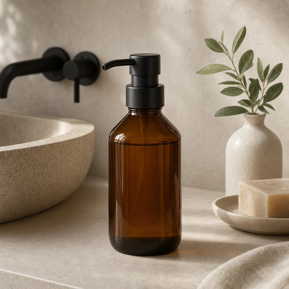 Frasco pequeño de vidrio ámbar de 100 ml sin tapón ideal para remedios homeopáticos Rosca PP28