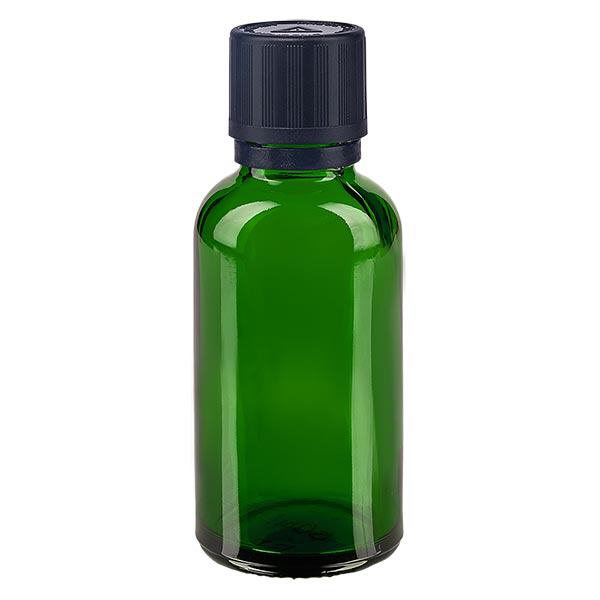 Botella de farmacia verde 30ml tapón cuentagotas anillo vertedor 1mm negro cierre de seguridad para niños símbolo de advertencia simulado cierre inviolable Botella de farmacia verde 30ml tapón cuentagotas anillo vertedor 1mm negro cierre de seguridad para niños símbolo de advertencia simulado cierre inviolable