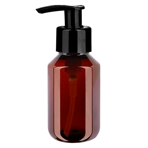 Botella PET 100ml con bomba dispensadora negra Botella PET 100ml con bomba dispensadora negra