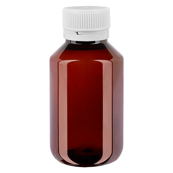 Botella PET 50ml con tapón inviolable blanco, estriado Botella PET 50ml con tapón inviolable blanco, estriado